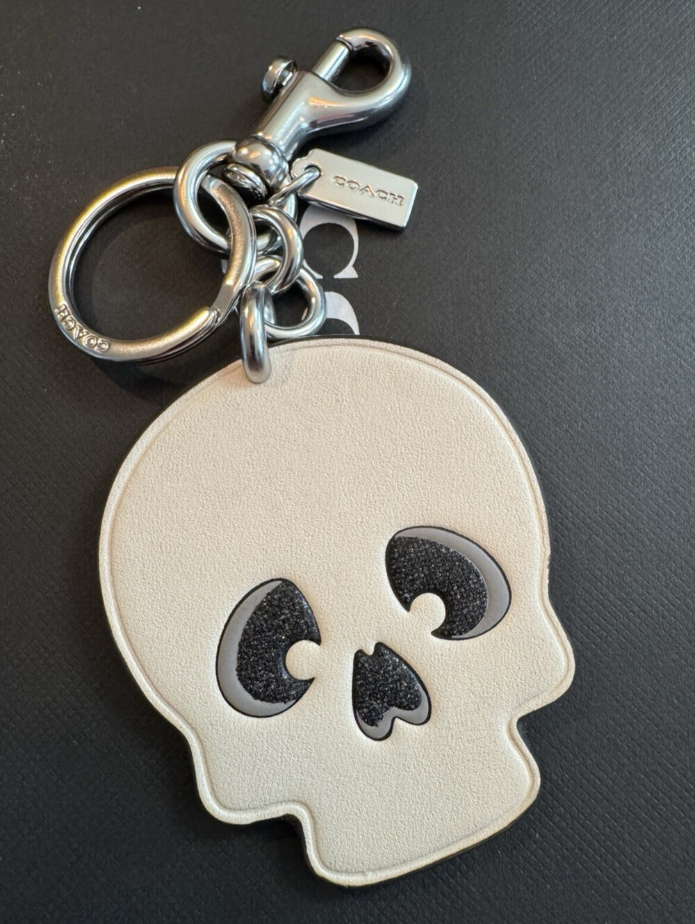 Coach CX148 Leather Halloween Skull Bag Charm with Gift Box NWOT